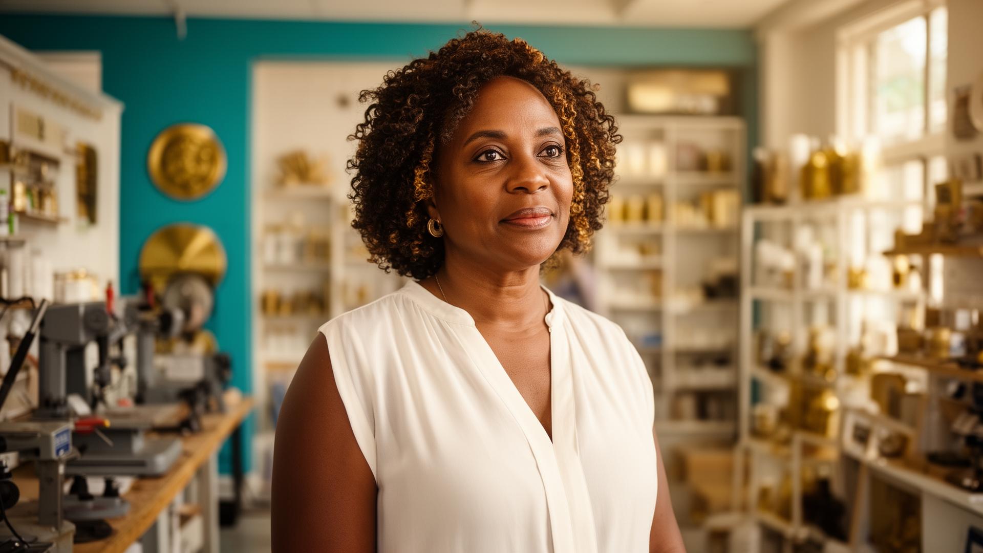 Bahamian business owner in her workshop