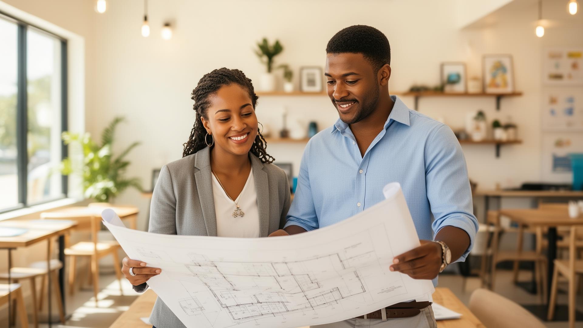 Bahamian business owners reviewing plans
